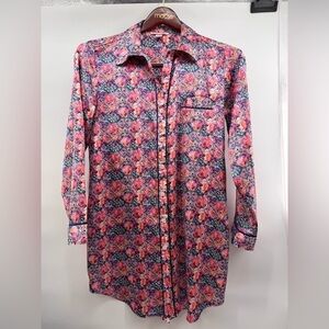 Victoria Secret Sleep Shirt Womens Small Paisley Long Sleeve Small